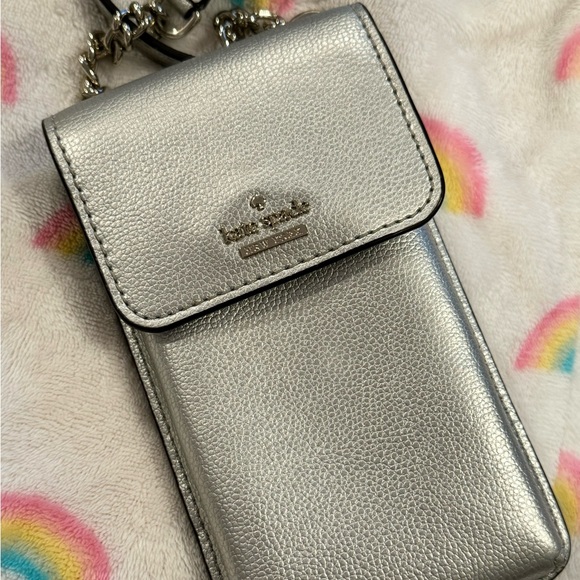 Kate Spade Silver Leather Cell Phone Crossbody Bag - Picture 5 of 5